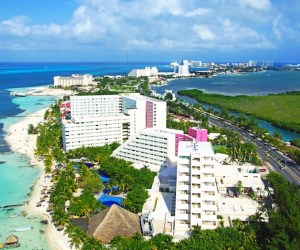 The Mexican Caribbean: a view of the hotel zone in Cancun
