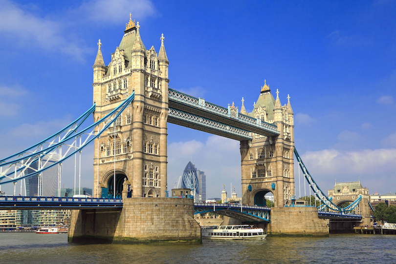 Famous London Tower Bridge over the River Thames on a sunny day